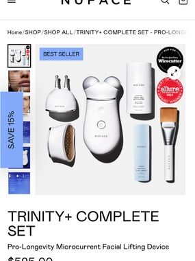 NuFACE White Microcurrent Facial Lifting Kit with Silver Accents